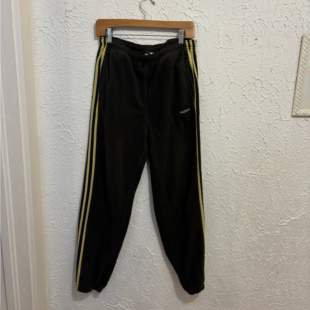 Vintage Adidas Black Joggers with Yellow Accents